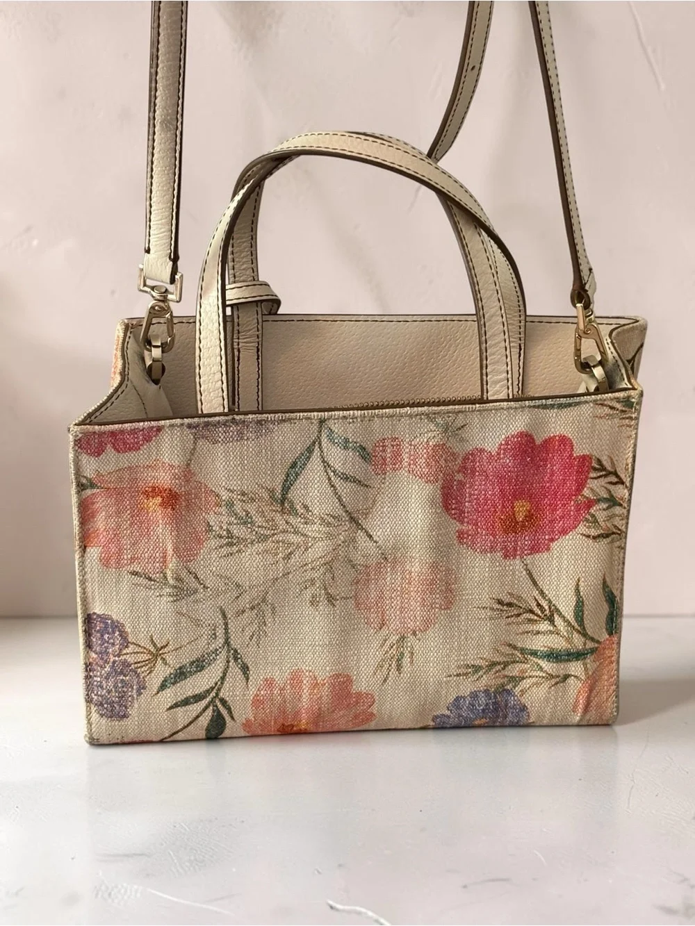 Kate Spade New York Thompson Street Sam floral print linen small satchel bag